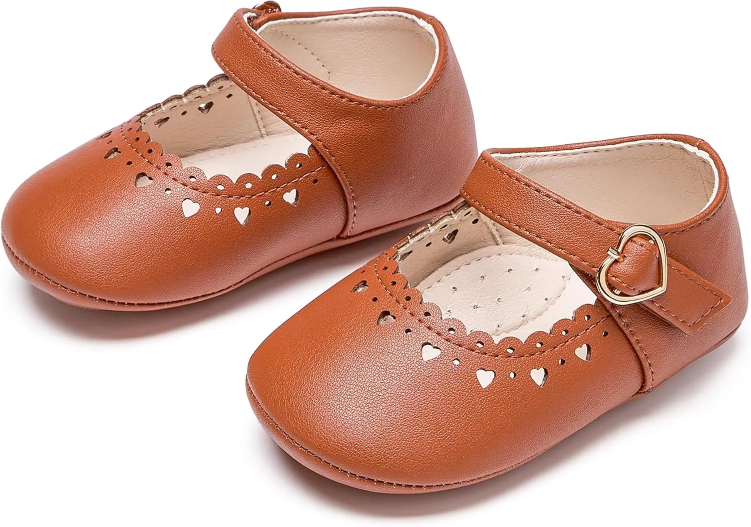 Baby Girls Mary Jane Flats - Infant Newborn Walking Shoes Soft Rubber Sole Princess Wedding