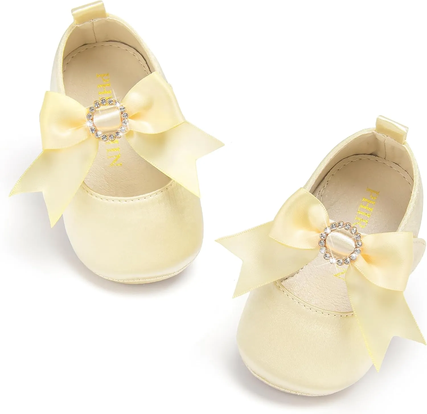 Baby Girls Mary Jane Flats - Infant Newborn Walking Shoes Soft Rubber Sole Princess Wedding
