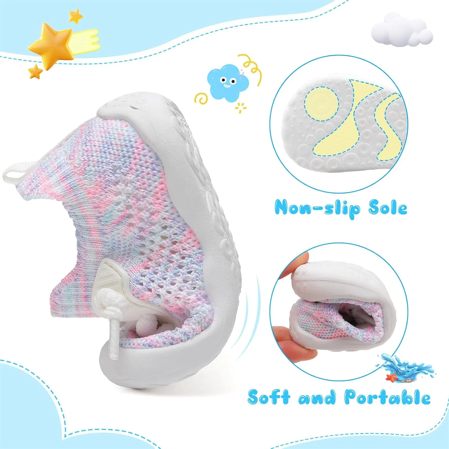 BARERUN Baby Shoes Baby First Walking Shoes Infant Sneakers Wide Barefoot Slip on Soft Sole Boys Girls Crib Shoe Toddler Breathable Lightweight House Socks