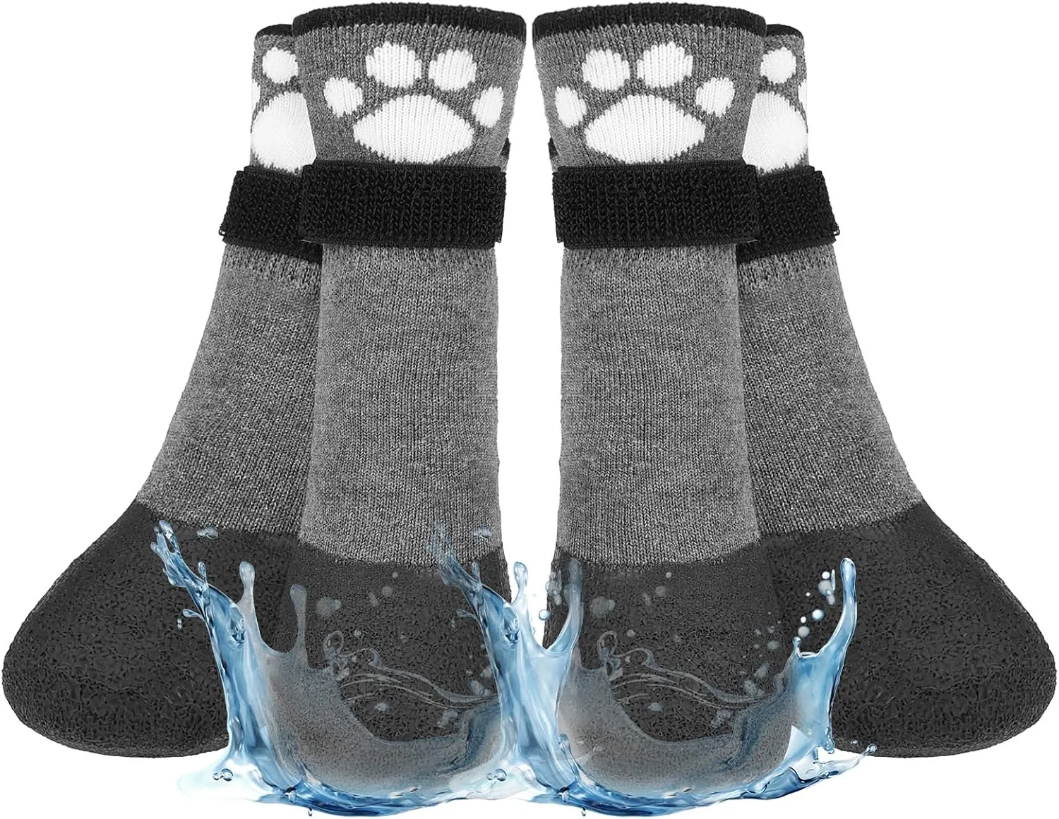 BEAUTYZOO Anti Slip Dog Socks Boots, Dog Shoes for Hot/Cold Pavement Snow Rain Days,Waterproof Grip Dog Booties Paw Protector for Hardwood Floor, Prevent Licking for Small Medium Large Senior Old Dogs