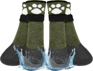 BEAUTYZOO Anti Slip Dog Socks Boots, Dog Shoes for Hot/Cold Pavement Snow Rain Days,Waterproof Grip Dog Booties Paw Protector for Hardwood Floor, Prevent Licking for Small Medium Large Senior Old Dogs