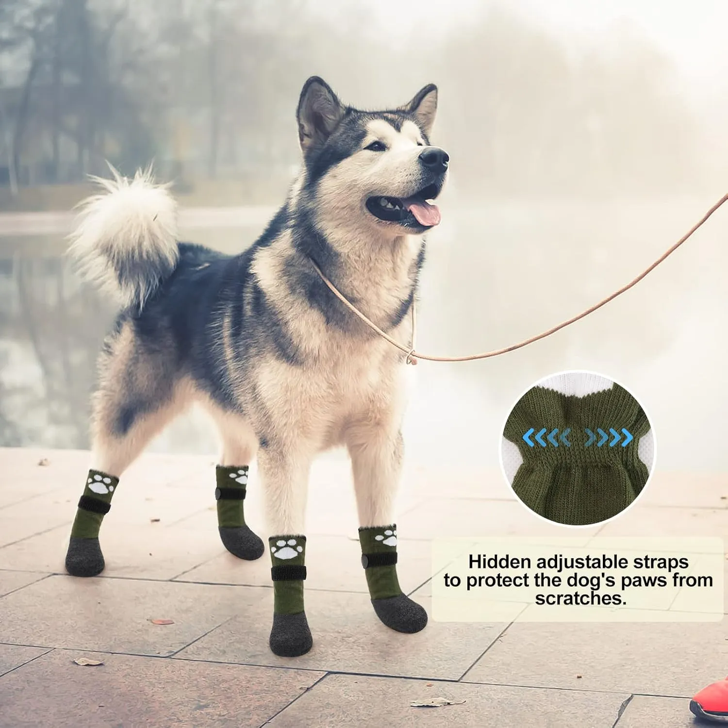 BEAUTYZOO Anti Slip Dog Socks Boots, Dog Shoes for Hot/Cold Pavement Snow Rain Days,Waterproof Grip Dog Booties Paw Protector for Hardwood Floor, Prevent Licking for Small Medium Large Senior Old Dogs