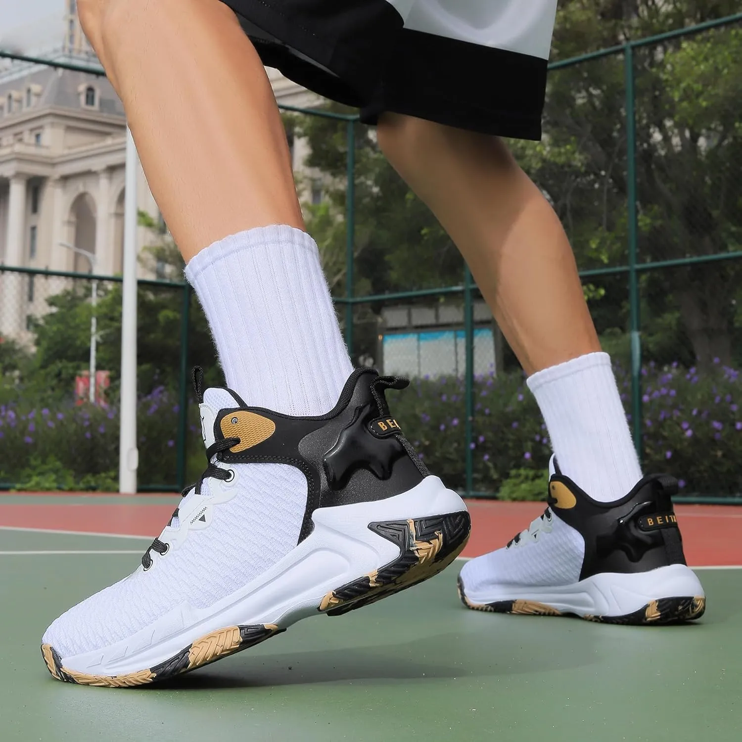 Beita High Upper Basketball Shoes for Men Sneakers Breathable Sports Shoes Anti Slip