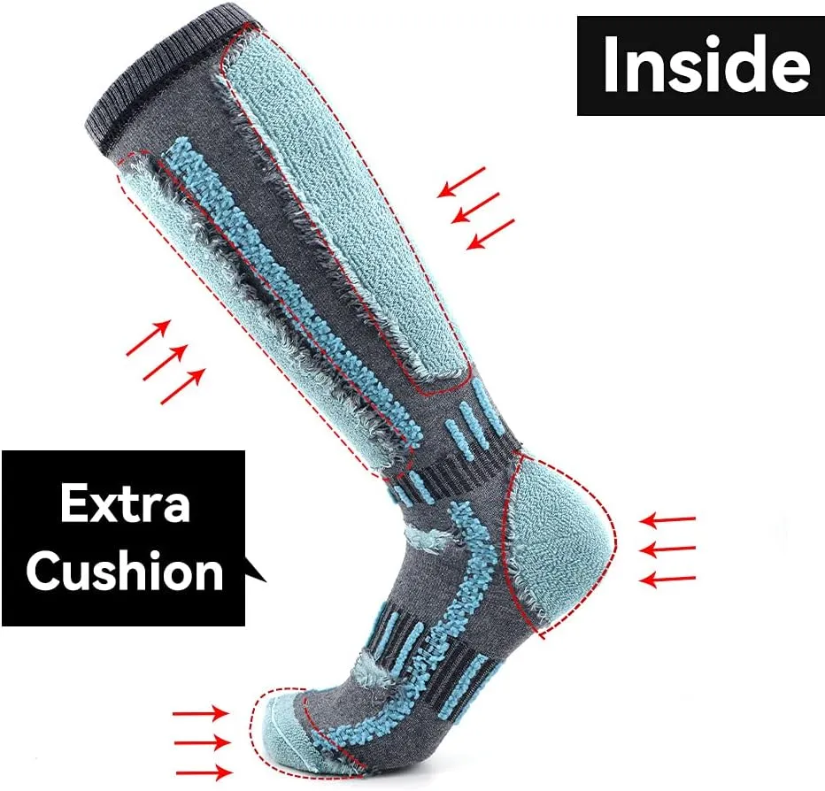 Busy Socks Merino Wool Ski Socks for Men Women, Winter Warm Socks for Skiing, Snowboarding, Outdoor Sports Cold Weather