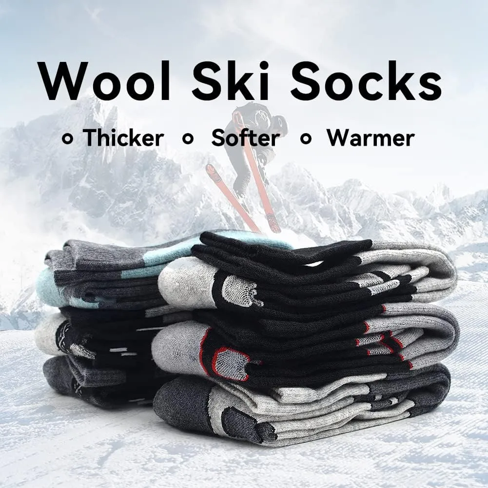 Busy Socks Merino Wool Ski Socks for Men Women, Winter Warm Socks for Skiing, Snowboarding, Outdoor Sports Cold Weather