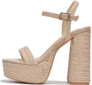 Cape Robbin Women's espadrille Platform High Heel Ankle Strap Chunky Heels Sandals