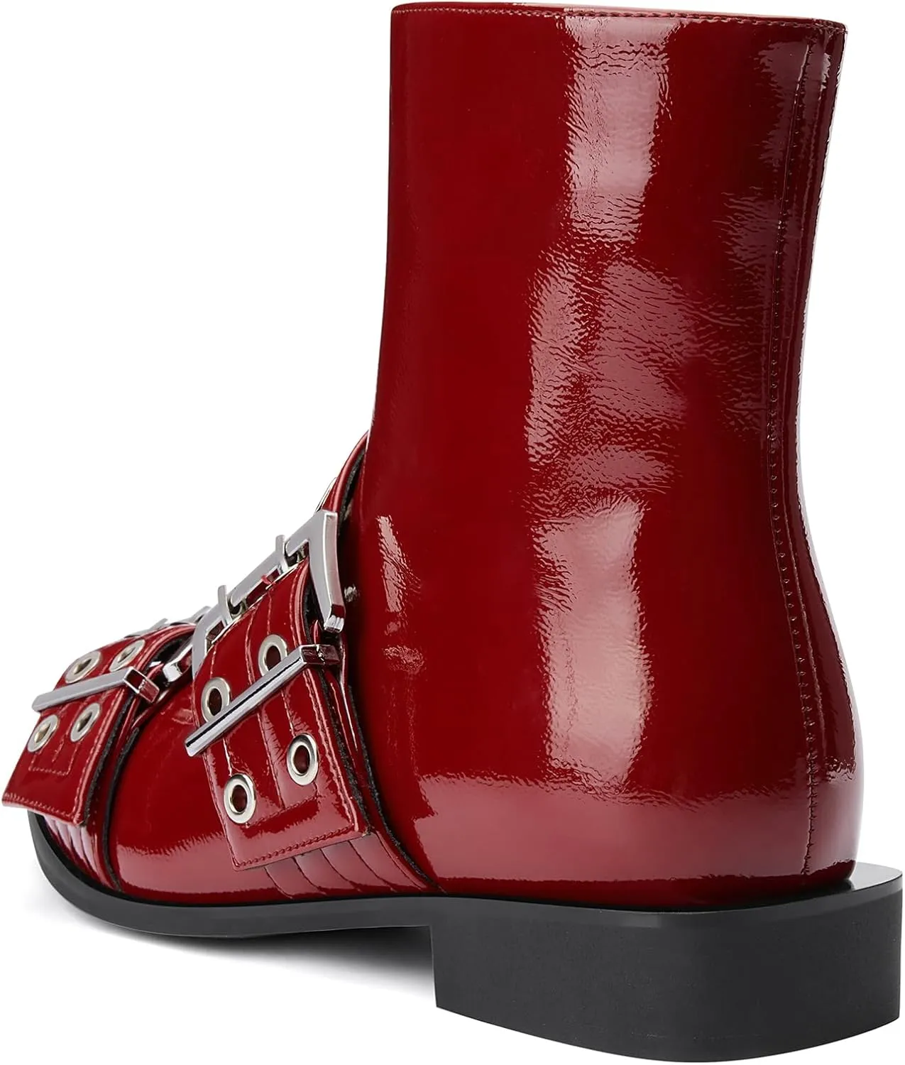 Castamere Low Heel Close Pointed Toe Buckle Ankle Boots for Women Side Zipper Design Fashion Dress Short Bootie