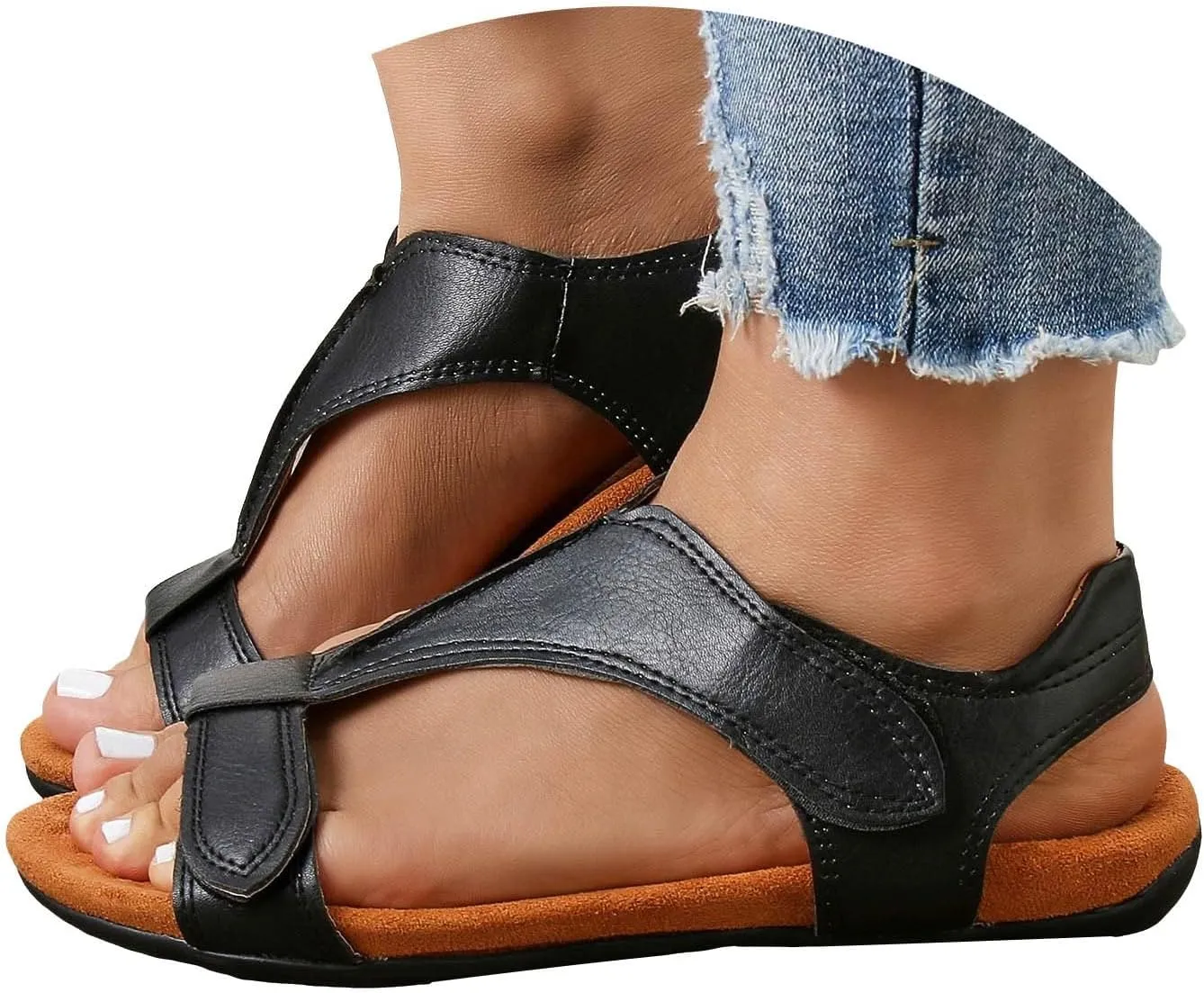 Cathalem Women's Comfy Orthotic Sandals 2024 Flat Arch Massage Casual Beach Sandals Womens Arch Support Flat Sandals