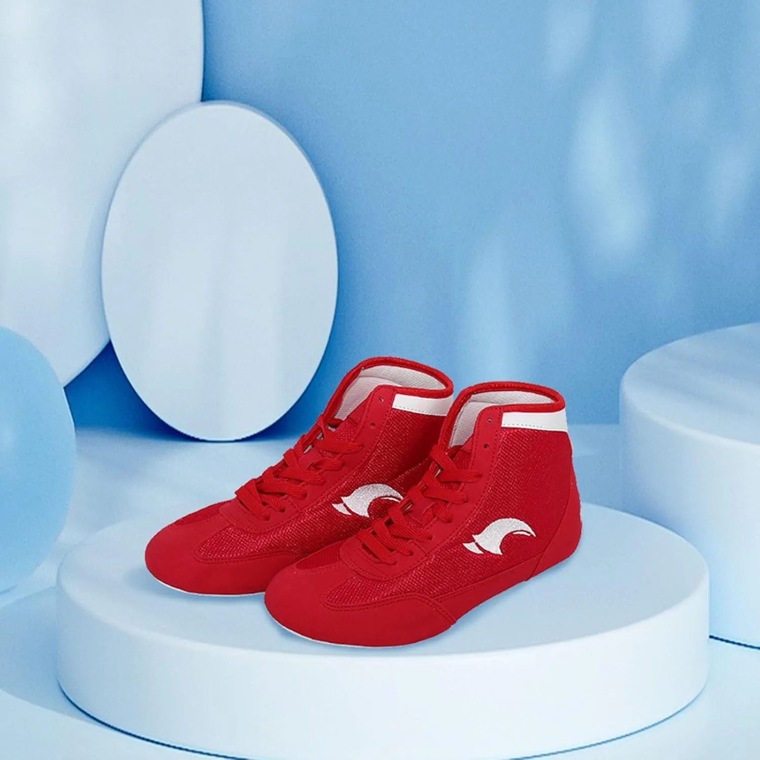 Children's Wrestling Shoes High Top Training Boxing Shoes Girls Boys Gym Round Toe Non-Slip Breathable Shoes