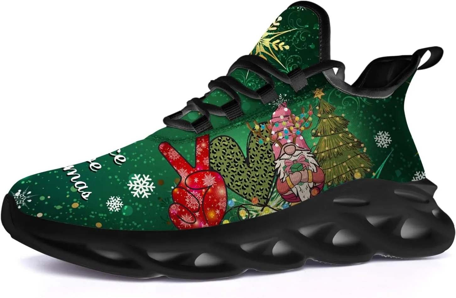 Ciadoon Christmas Shoes for Women Men Road Running Walking Tennis Breathable Lightweight Sneakers Gifts for Men Women