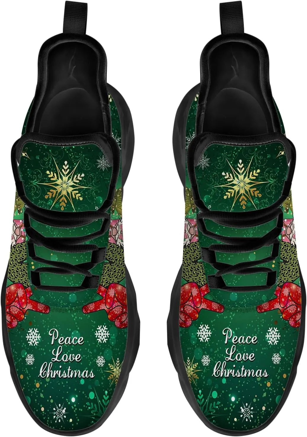 Ciadoon Christmas Shoes for Women Men Road Running Walking Tennis Breathable Lightweight Sneakers Gifts for Men Women