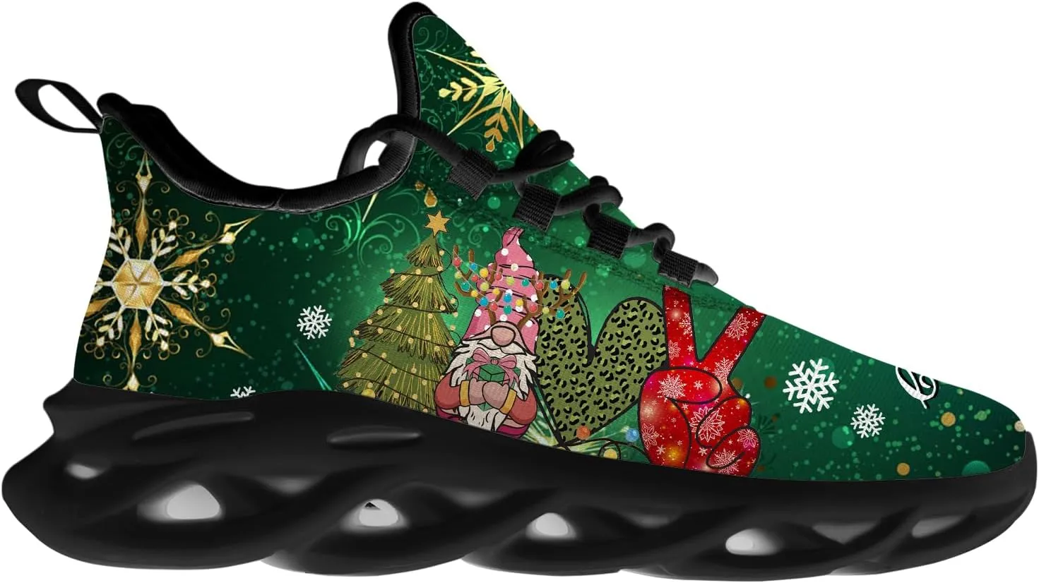 Ciadoon Christmas Shoes for Women Men Road Running Walking Tennis Breathable Lightweight Sneakers Gifts for Men Women