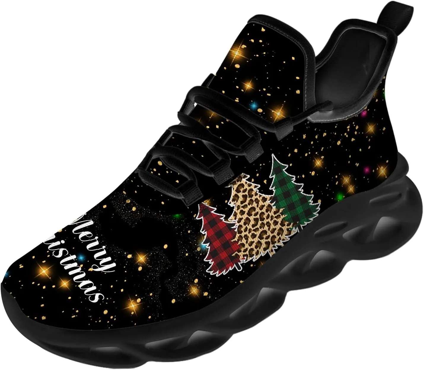Ciadoon Christmas Shoes for Women Men Road Running Walking Tennis Breathable Lightweight Sneakers Gifts for Men Women
