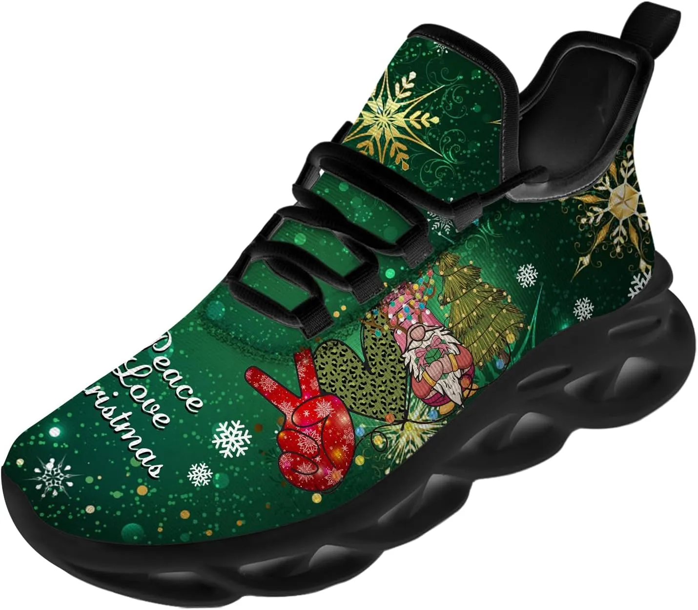 Ciadoon Christmas Shoes for Women Men Road Running Walking Tennis Breathable Lightweight Sneakers Gifts for Men Women