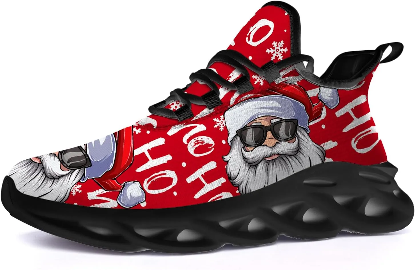 Ciadoon Christmas Shoes for Women Men Road Running Walking Tennis Breathable Lightweight Sneakers Santa Shoes Gifts for Men Women