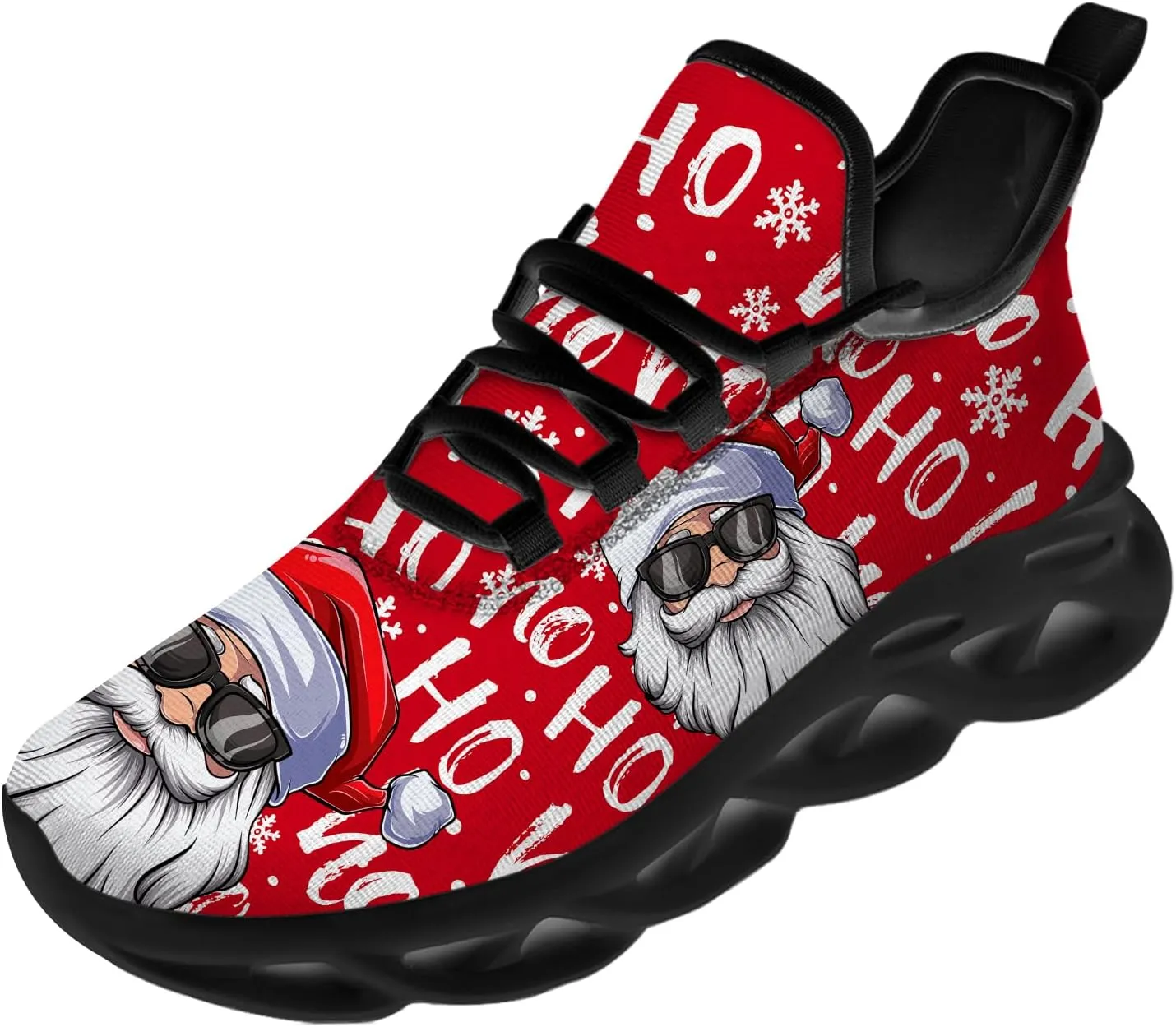 Ciadoon Christmas Shoes for Women Men Road Running Walking Tennis Breathable Lightweight Sneakers Santa Shoes Gifts for Men Women