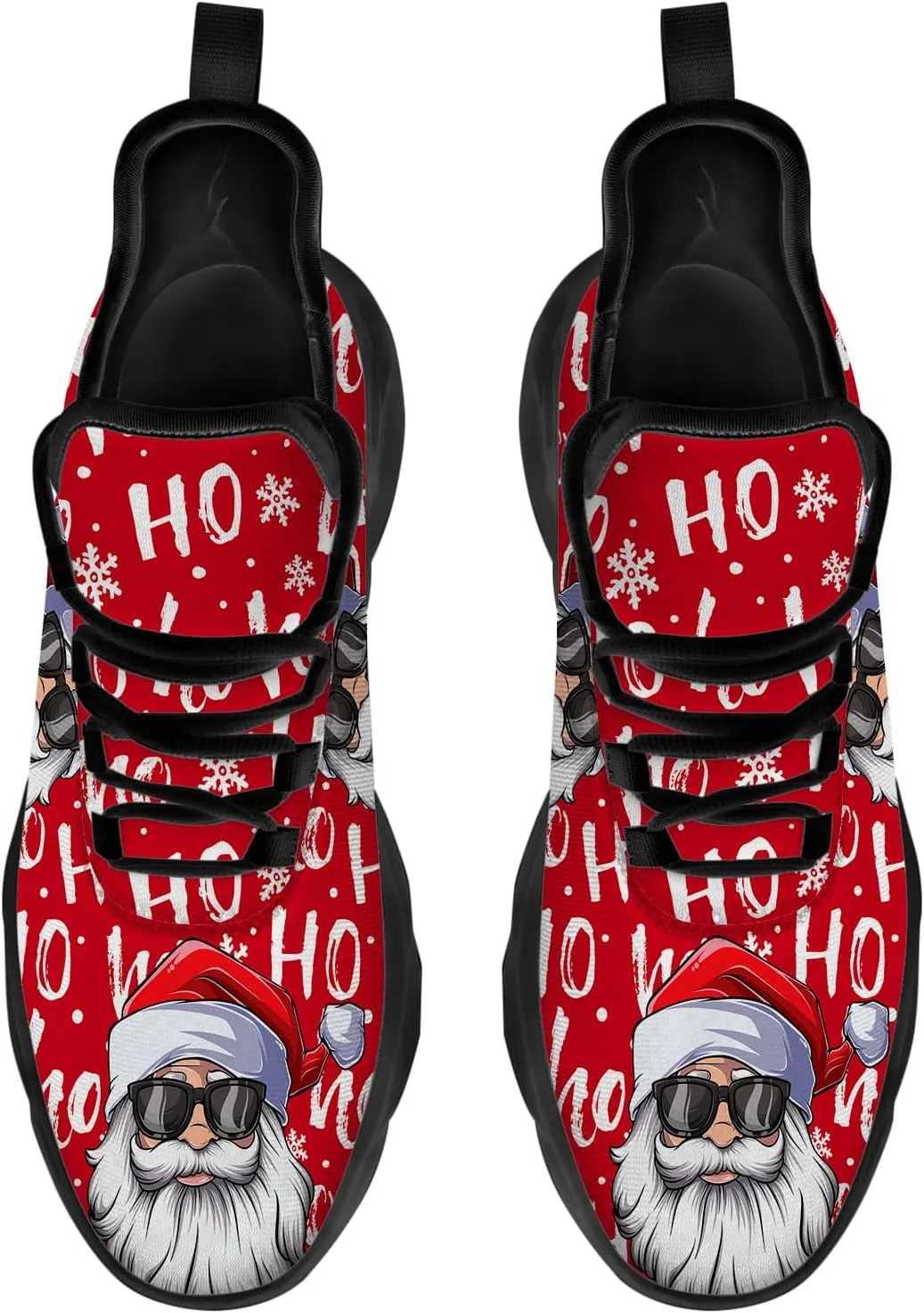 Ciadoon Christmas Shoes for Women Men Road Running Walking Tennis Breathable Lightweight Sneakers Santa Shoes Gifts for Men Women