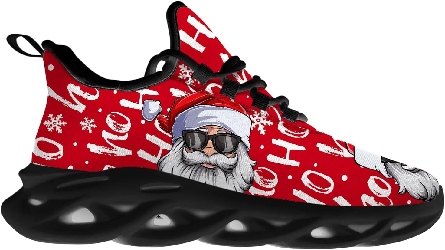 Ciadoon Christmas Shoes for Women Men Road Running Walking Tennis Breathable Lightweight Sneakers Santa Shoes Gifts for Men Women