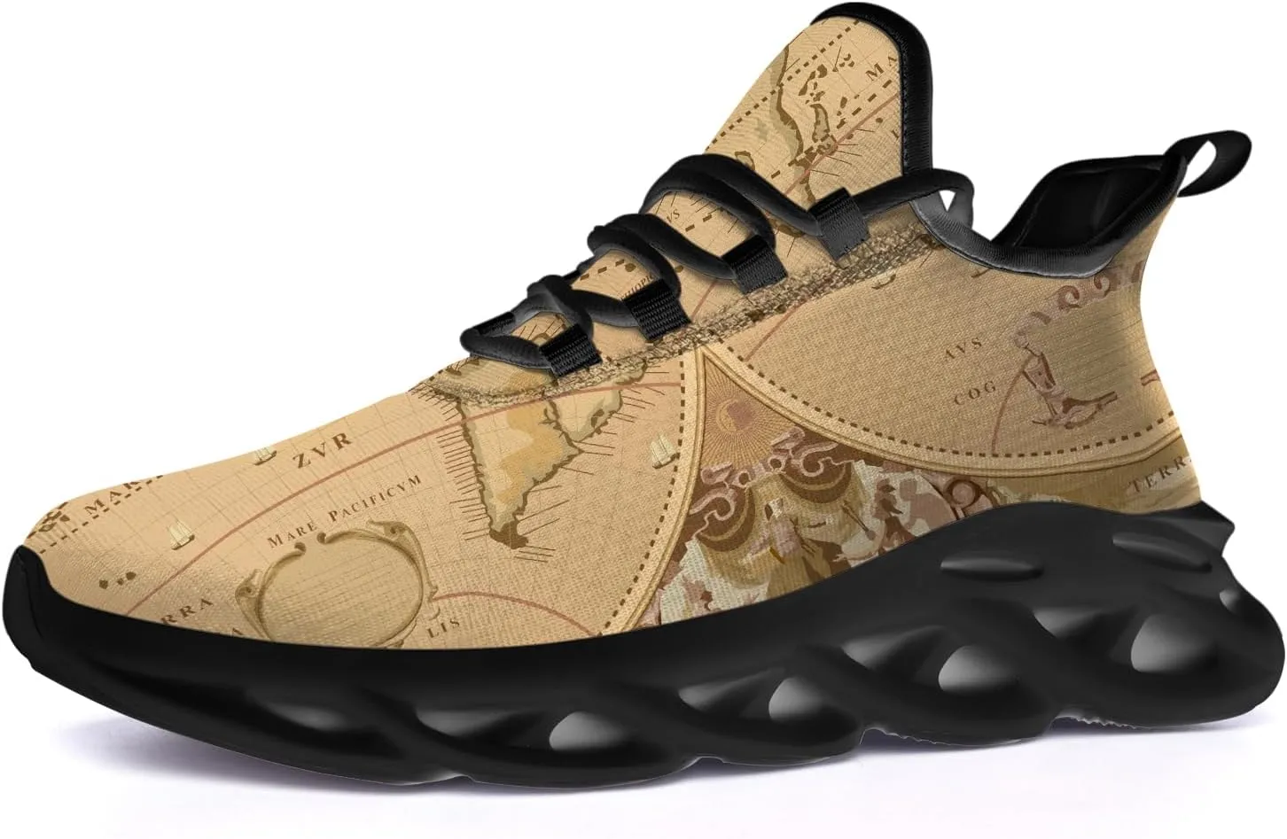 Ciadoon World Map Shoes for Women Men Road Running Walking Tennis Athletic Lightweight Sneakers World Flag Shoes Gifts for Men Women