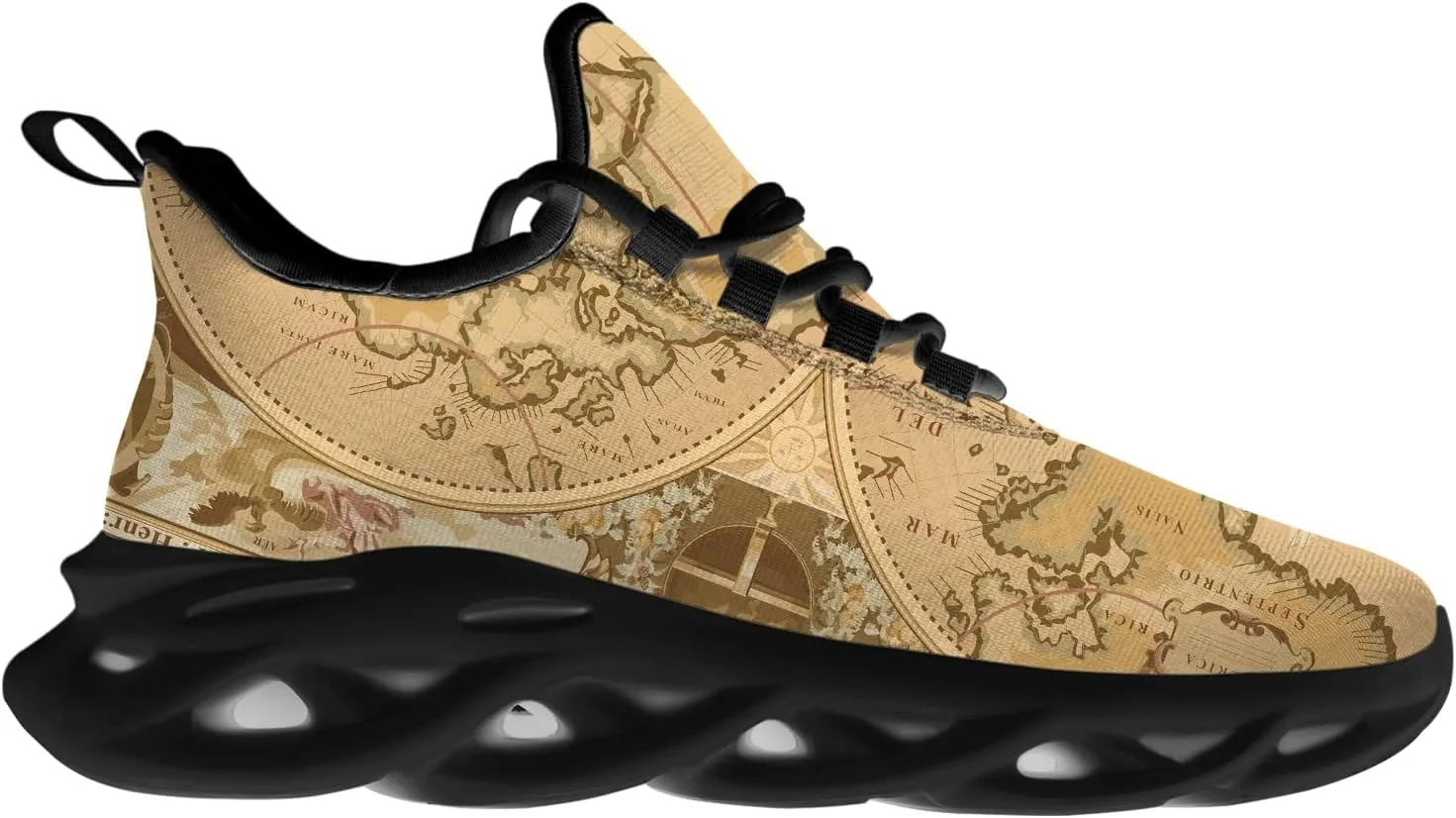 Ciadoon World Map Shoes for Women Men Road Running Walking Tennis Athletic Lightweight Sneakers World Flag Shoes Gifts for Men Women
