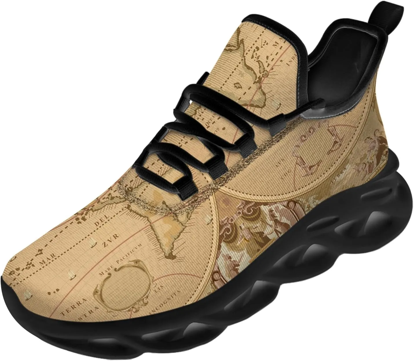 Ciadoon World Map Shoes for Women Men Road Running Walking Tennis Athletic Lightweight Sneakers World Flag Shoes Gifts for Men Women