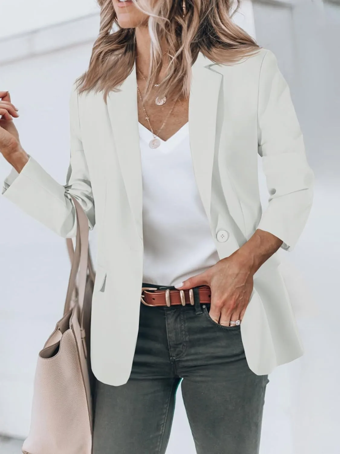 Cicy Bell Womens Casual Blazers Open Front Long Sleeve Work Office Suit Jackets Blazer