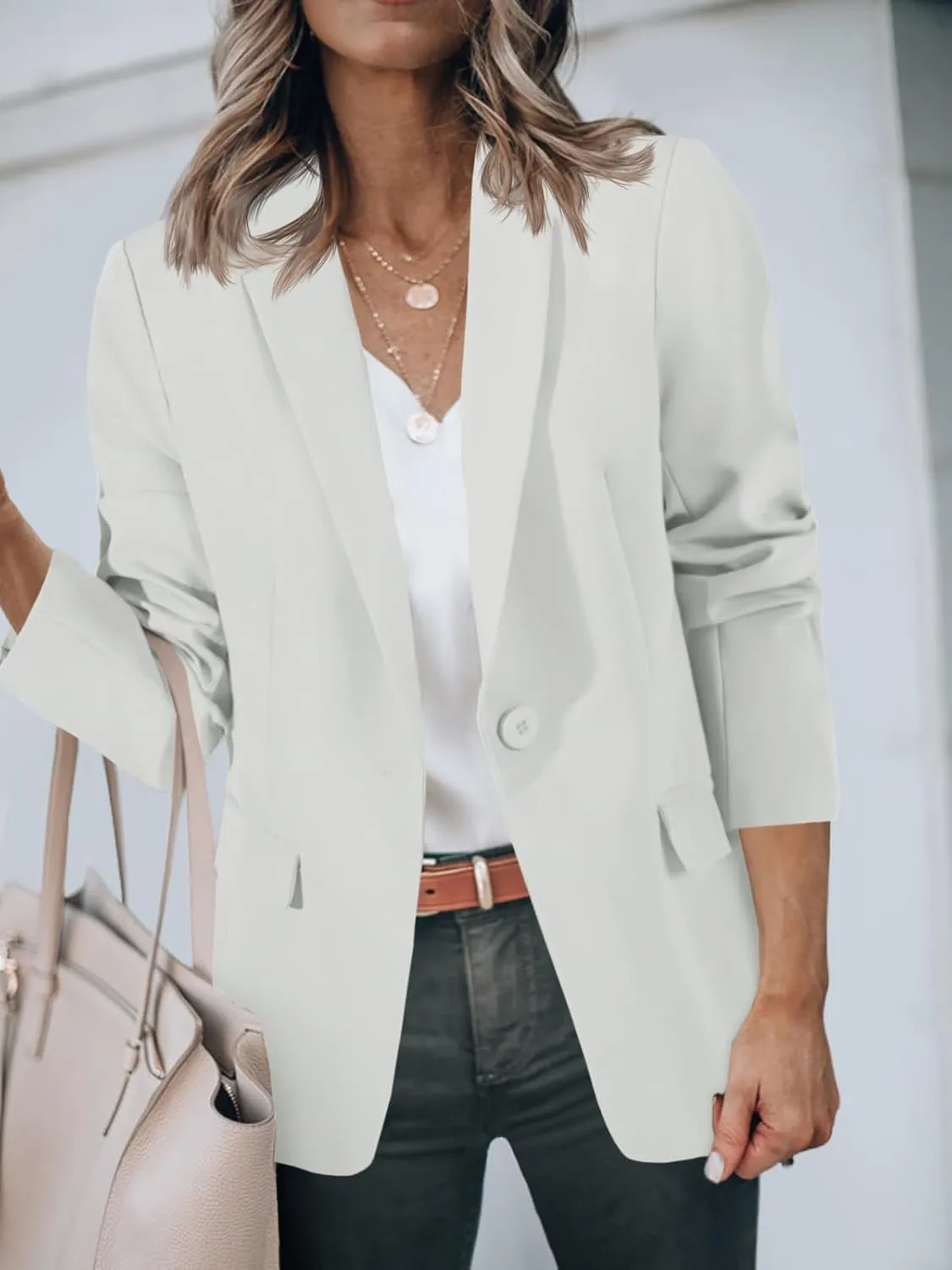 Cicy Bell Womens Casual Blazers Open Front Long Sleeve Work Office Suit Jackets Blazer