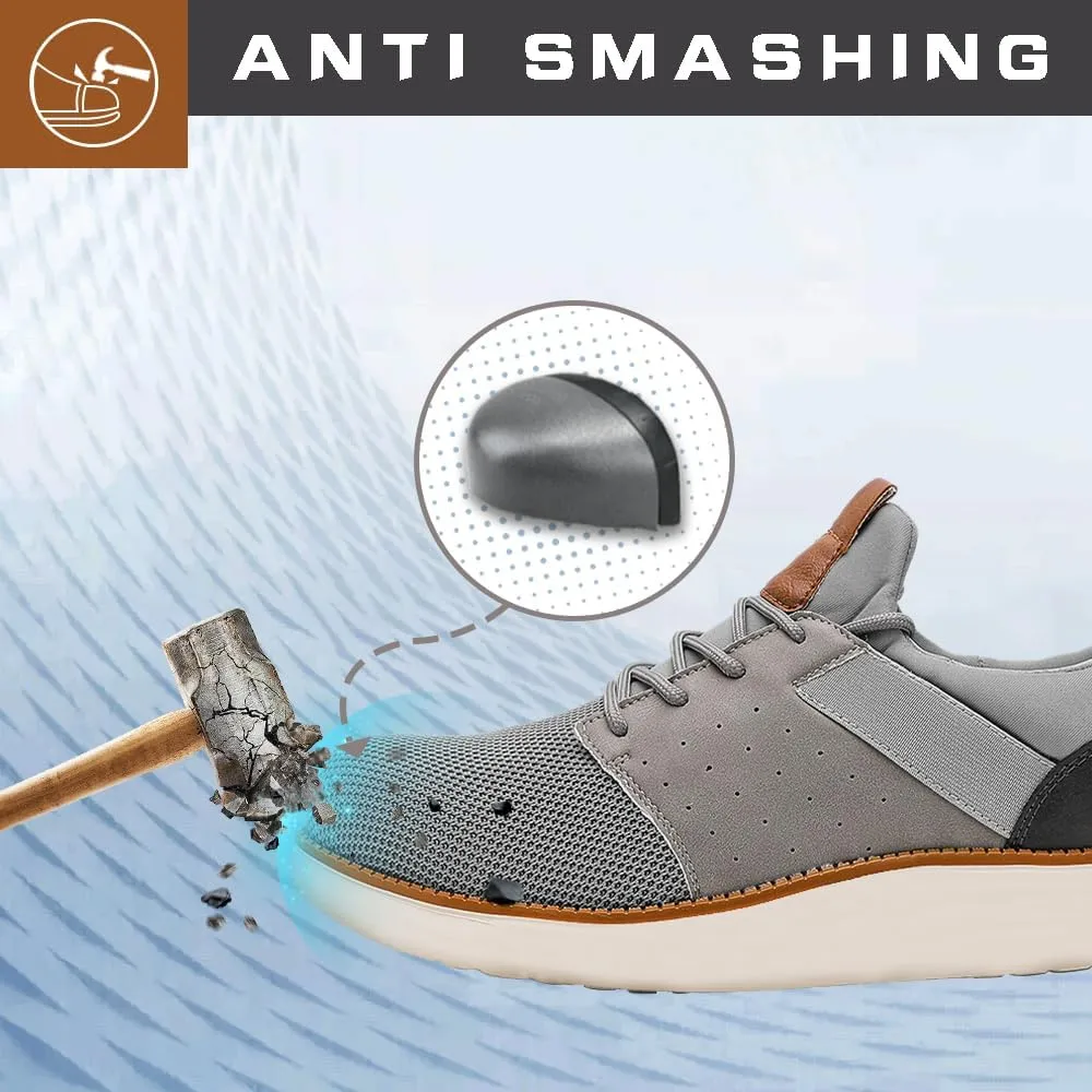 CLOAKA Men's Shoes Steel Toe Shoes for Men Mesh Slip On Work Casual Safety Walking Puncture Proof Sneakers