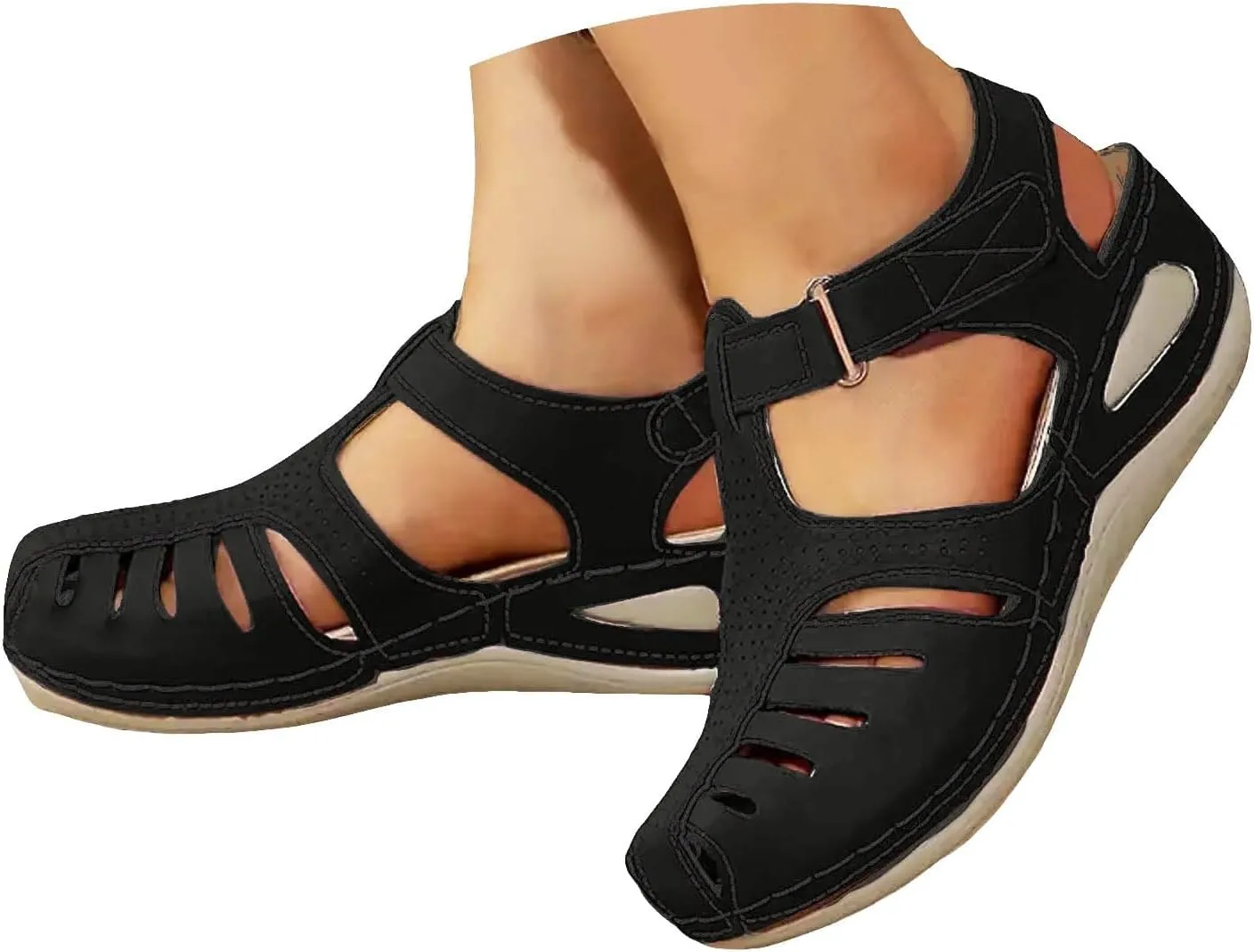 Closed Toe Wedges Heels for Women Dressy Summer 2025 Womens Sandals Wedge Shoes Comfortable Ankle Strap Platform Sandal Casual Bohemia Gladiator Outdoor Wedges for Vacation Party