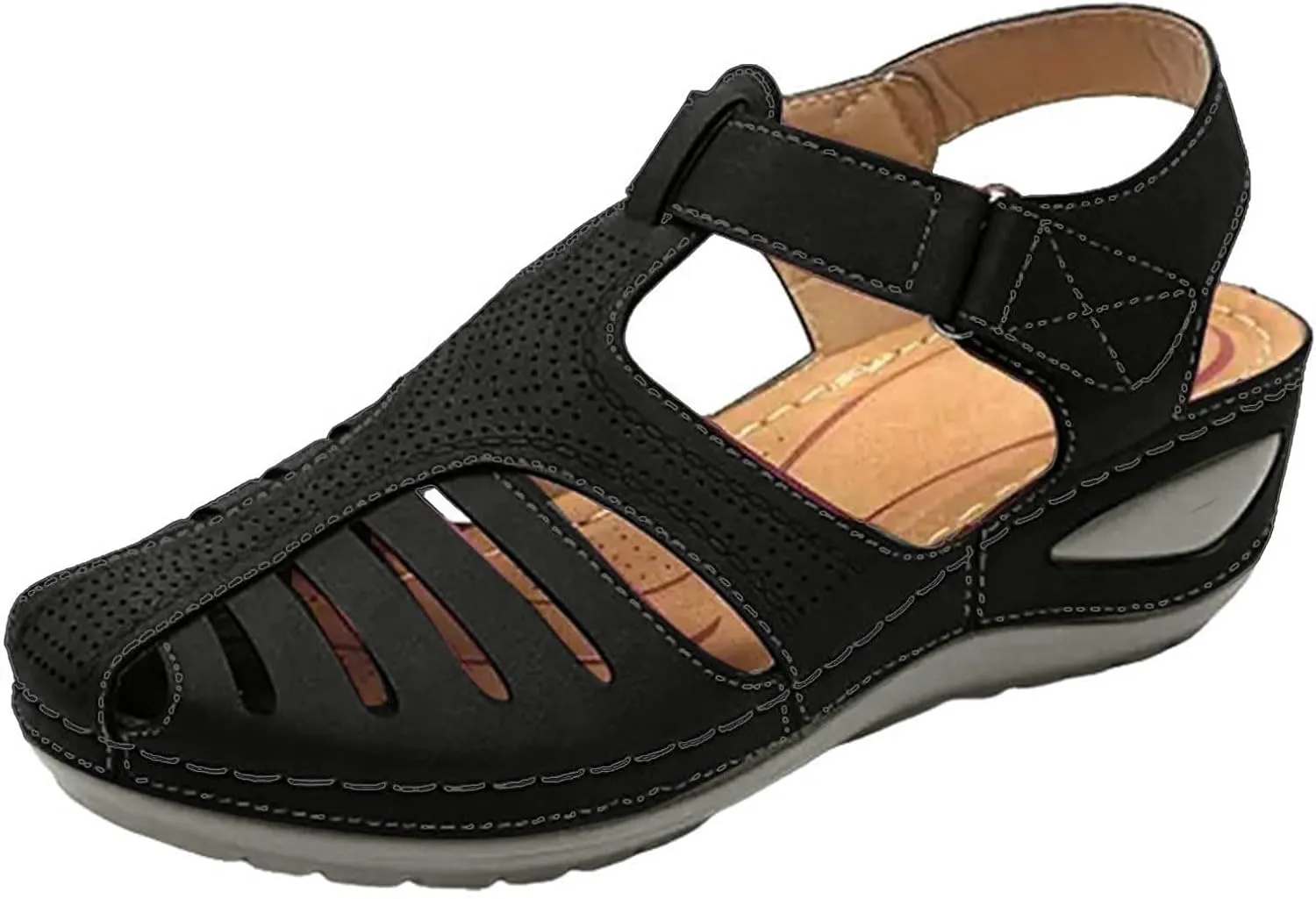 Closed Toe Wedges Heels for Women Dressy Summer 2025 Womens Sandals Wedge Shoes Comfortable Ankle Strap Platform Sandal Casual Bohemia Gladiator Outdoor Wedges for Vacation Party