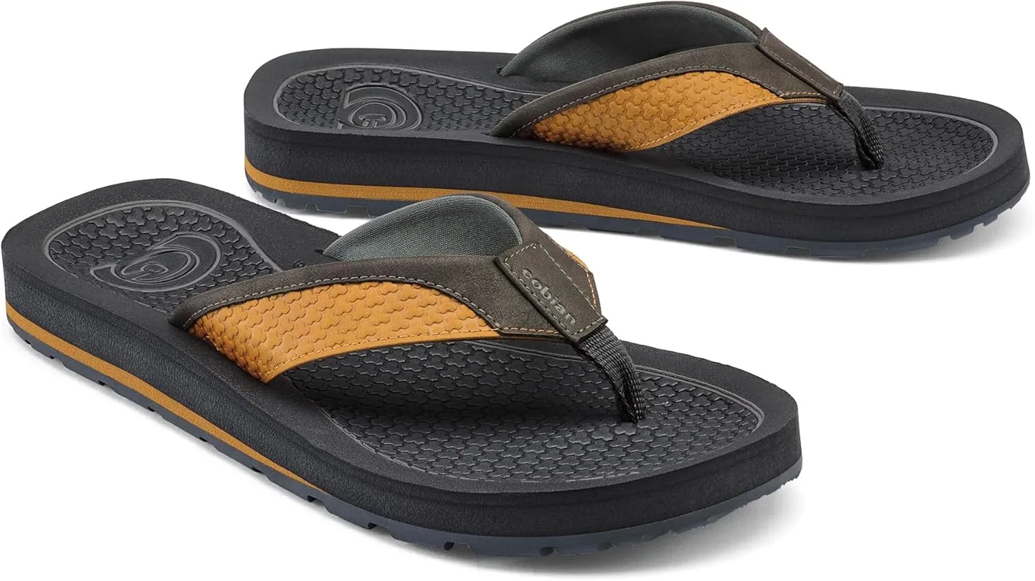 Cobian Men’s DRT Synthetic Leather Strap Flip-Flop Sandals