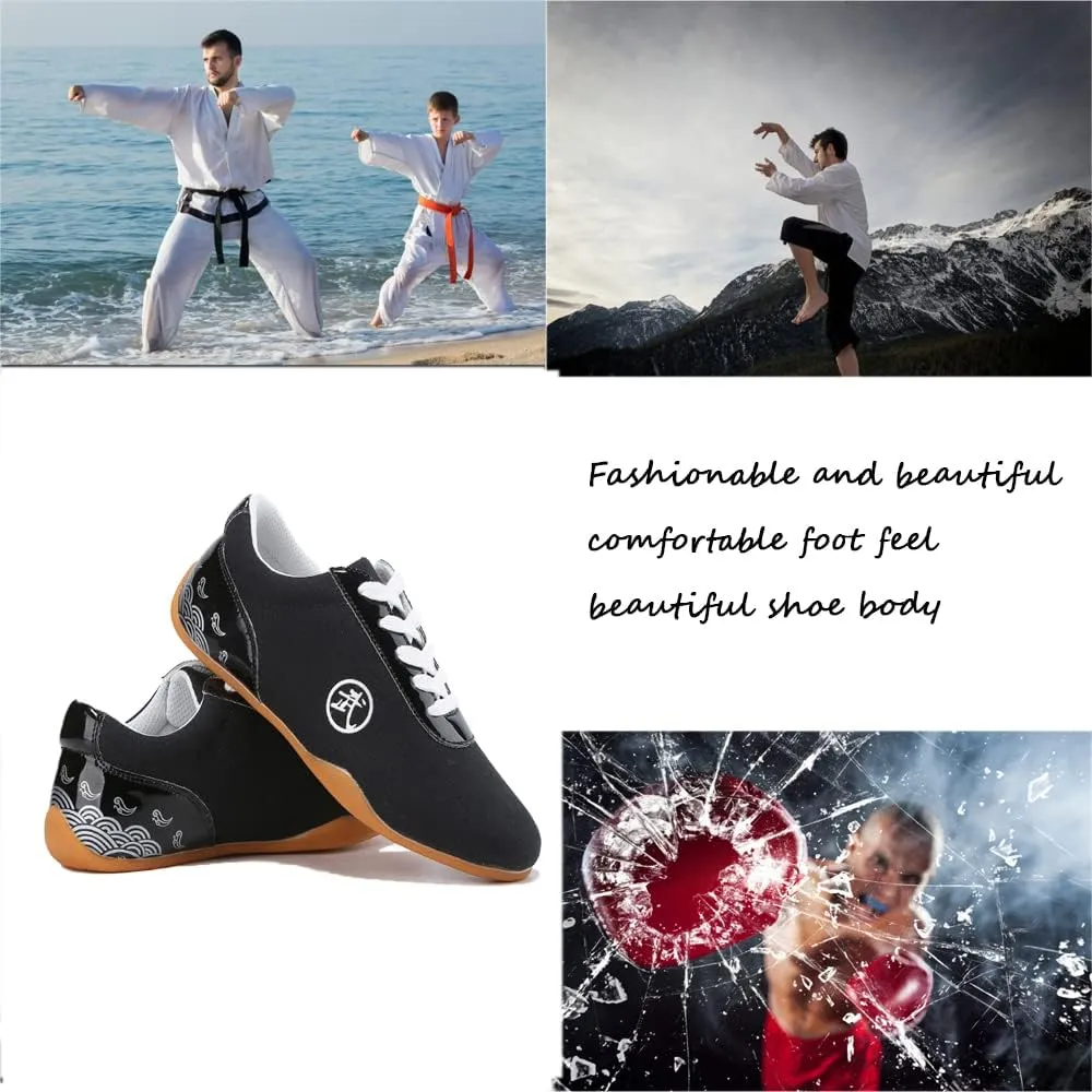 Comfortable Lightweight Taekwondo Training Sports Shoes,Karate Boots Taekwondo Martial Arts Sparring Boxing Boots Tai Chi Foot Protection Boots Soft,