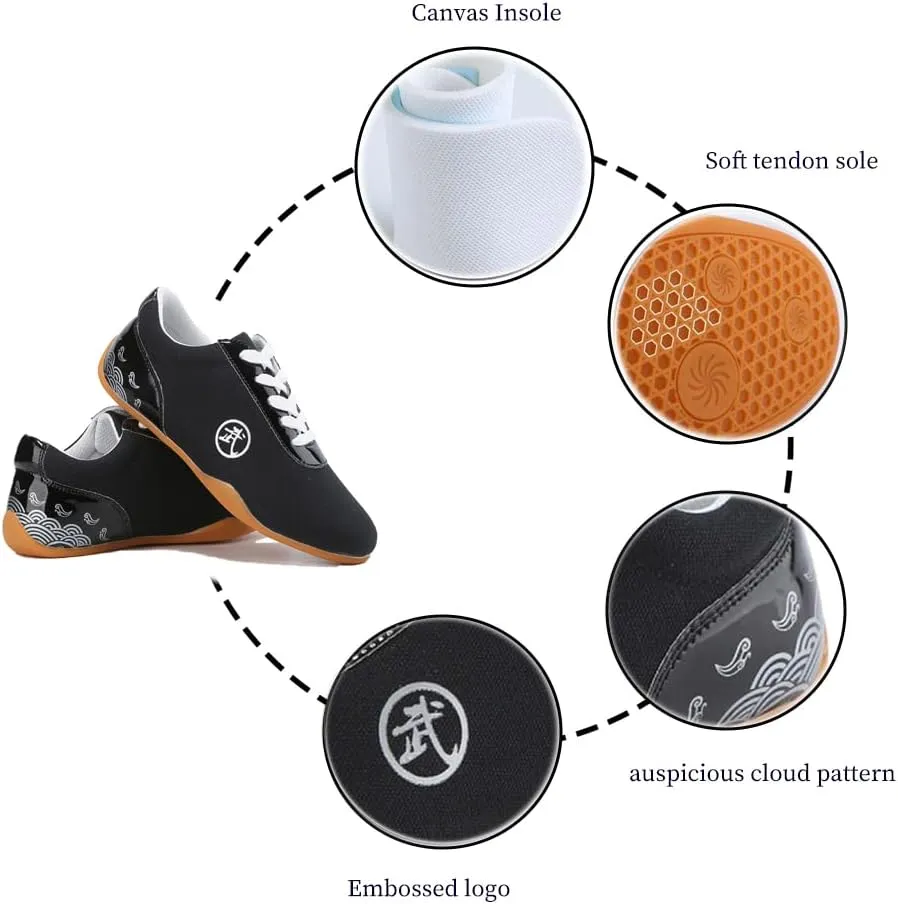 Comfortable Lightweight Taekwondo Training Sports Shoes,Karate Boots Taekwondo Martial Arts Sparring Boxing Boots Tai Chi Foot Protection Boots Soft,