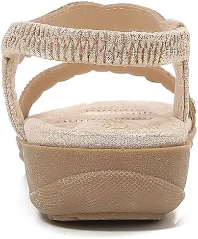 Comfortable Summer Women Sandals Rhinestone Casual Flat Shoes Bohemian Style Beach Shoes