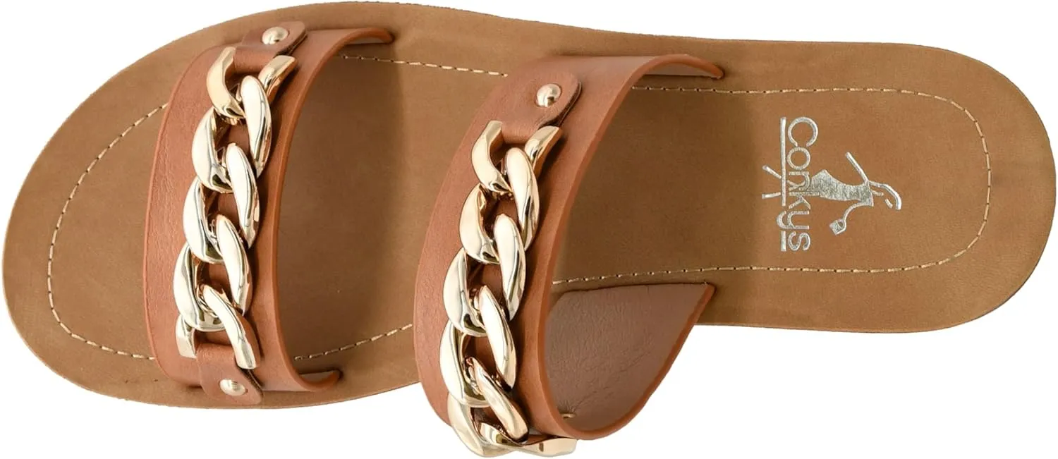 Corkys Footwear Seeing Double Sandals - Where Comfort Meets Chic with Lightweight Feel, Two Straps With a Chunky Chain Detail, And Comfortable Insoles