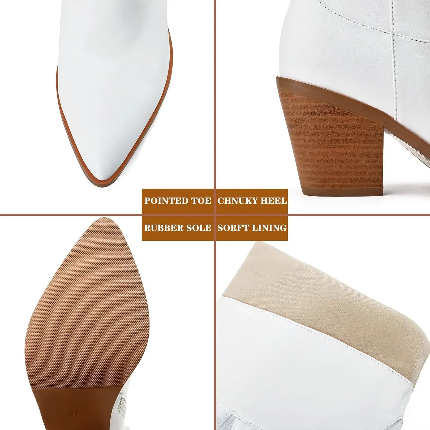 Cowboy Boots for Women Embroidered Pointy Toe Chunky Heeled Knee High Western Boots Shoes