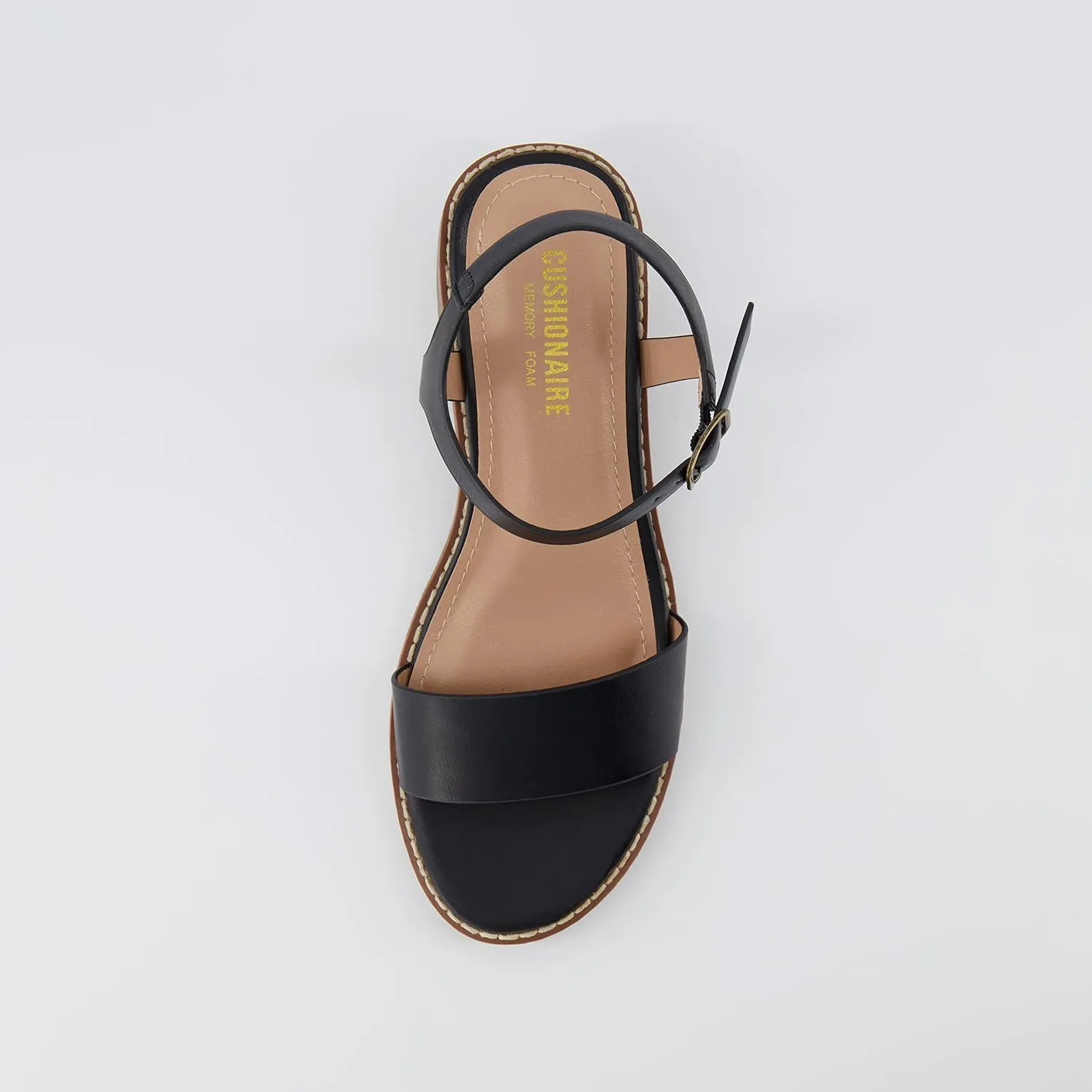CUSHIONAIRE Flynn one band block heel sandal  Memory Foam, Wide Widths Available