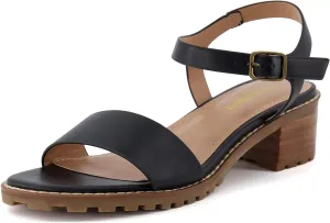 CUSHIONAIRE Flynn one band block heel sandal  Memory Foam, Wide Widths Available