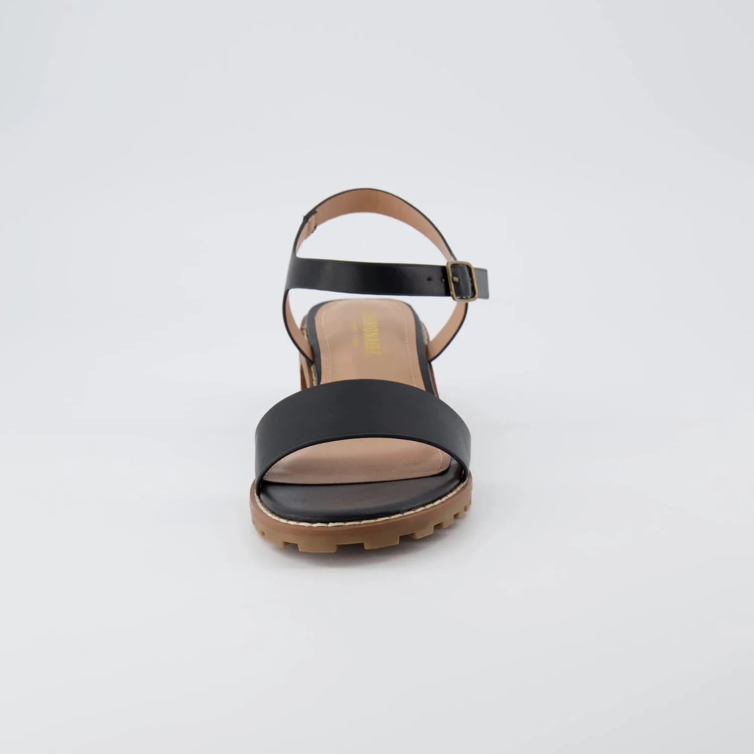 CUSHIONAIRE Flynn one band block heel sandal  Memory Foam, Wide Widths Available