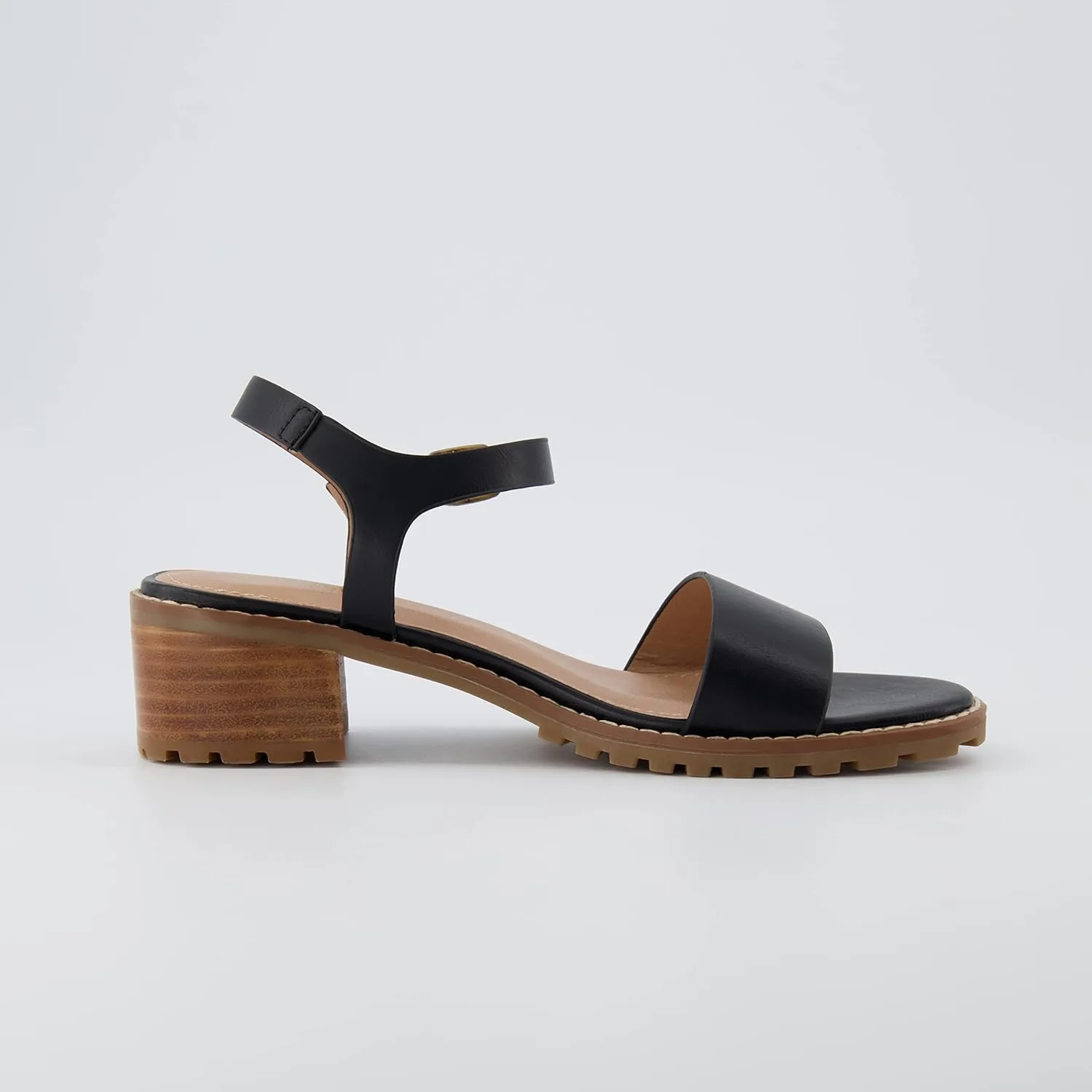 CUSHIONAIRE Flynn one band block heel sandal  Memory Foam, Wide Widths Available