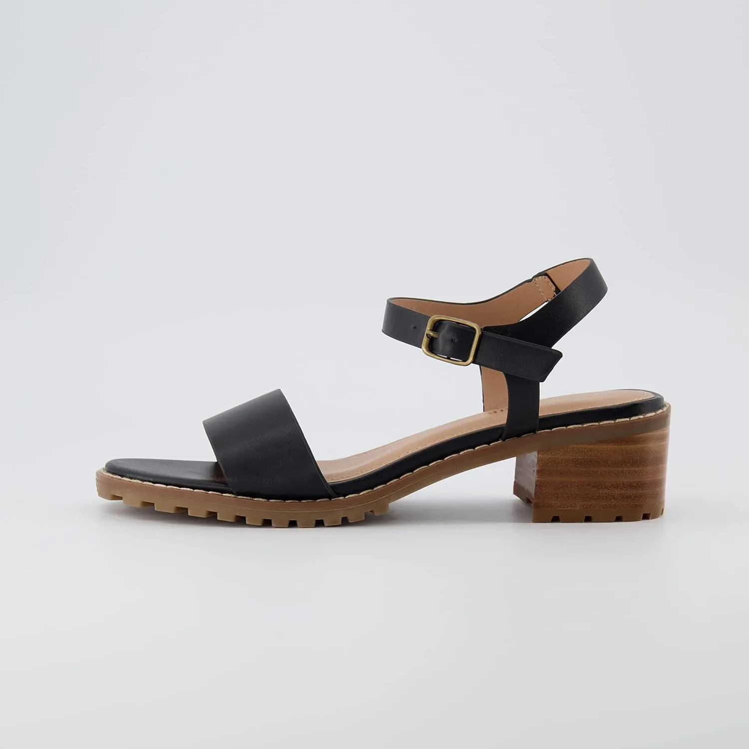 CUSHIONAIRE Flynn one band block heel sandal  Memory Foam, Wide Widths Available