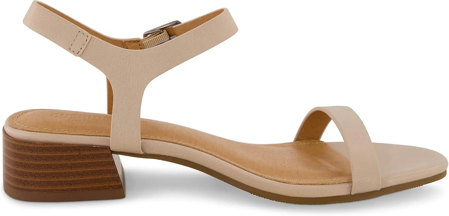 CUSHIONAIRE Women's Fontana one band block heel sandal  Memory Foam, Wide Widths Available