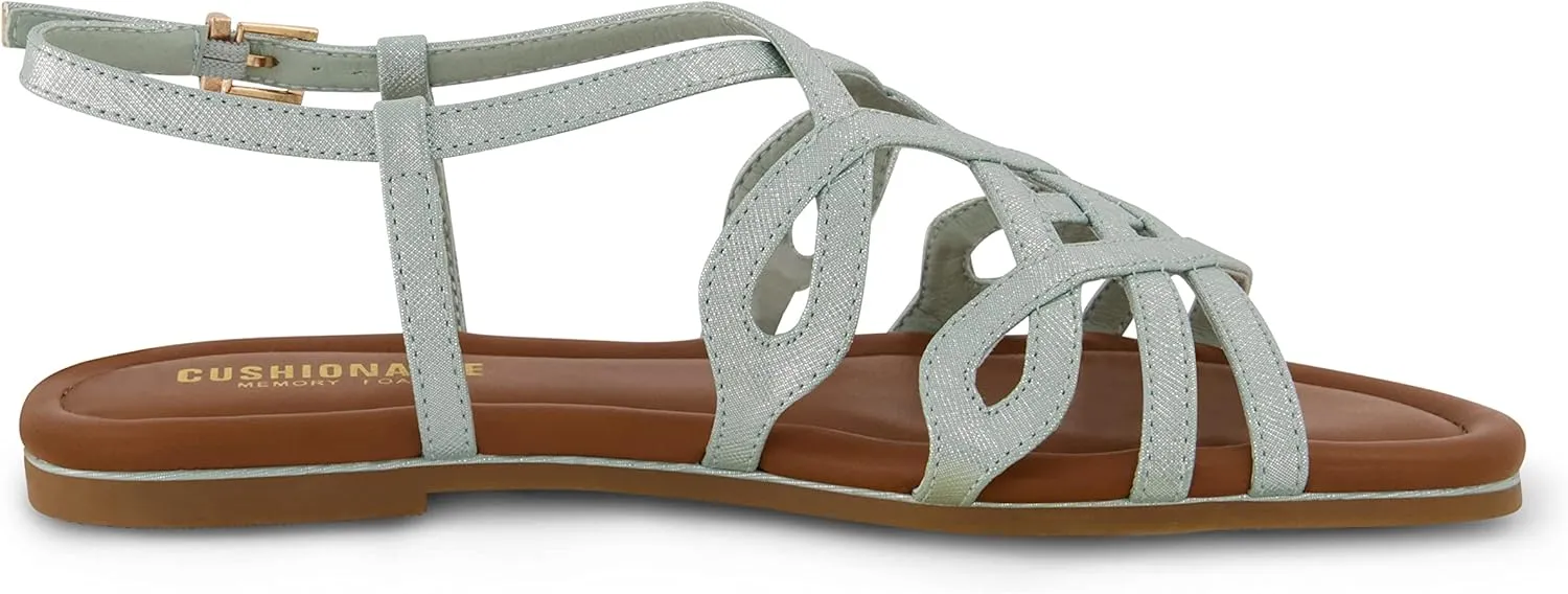 CUSHIONAIRE Women's Joanna flat sandal  Comfort Foam, Wide Widths Available