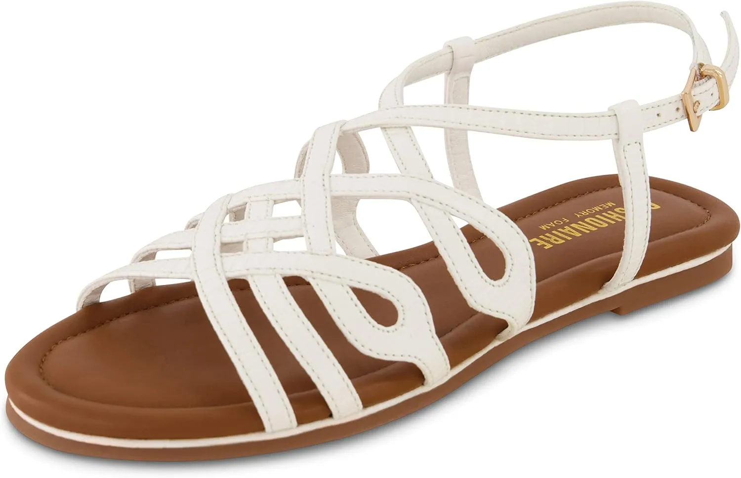 CUSHIONAIRE Women's Joanna flat sandal  Comfort Foam, Wide Widths Available