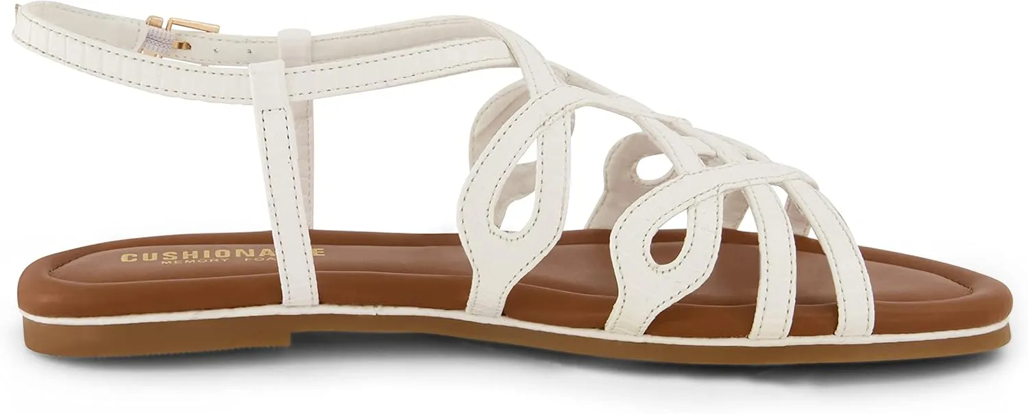CUSHIONAIRE Women's Joanna flat sandal  Comfort Foam, Wide Widths Available