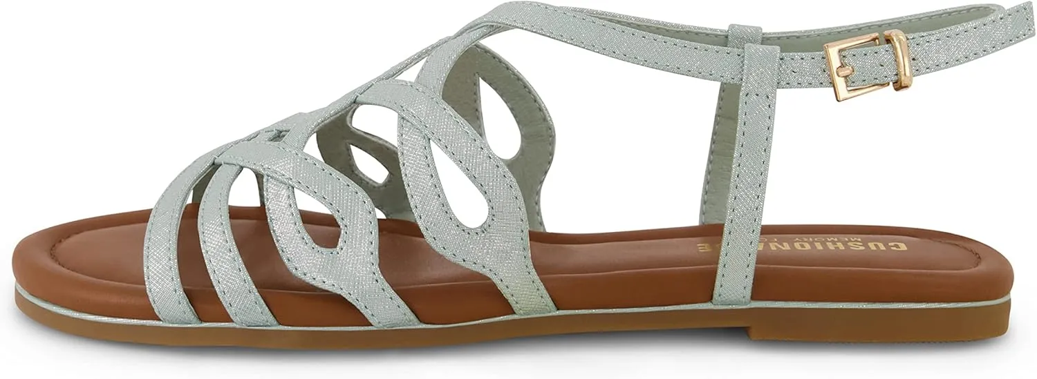 CUSHIONAIRE Women's Joanna flat sandal  Comfort Foam, Wide Widths Available