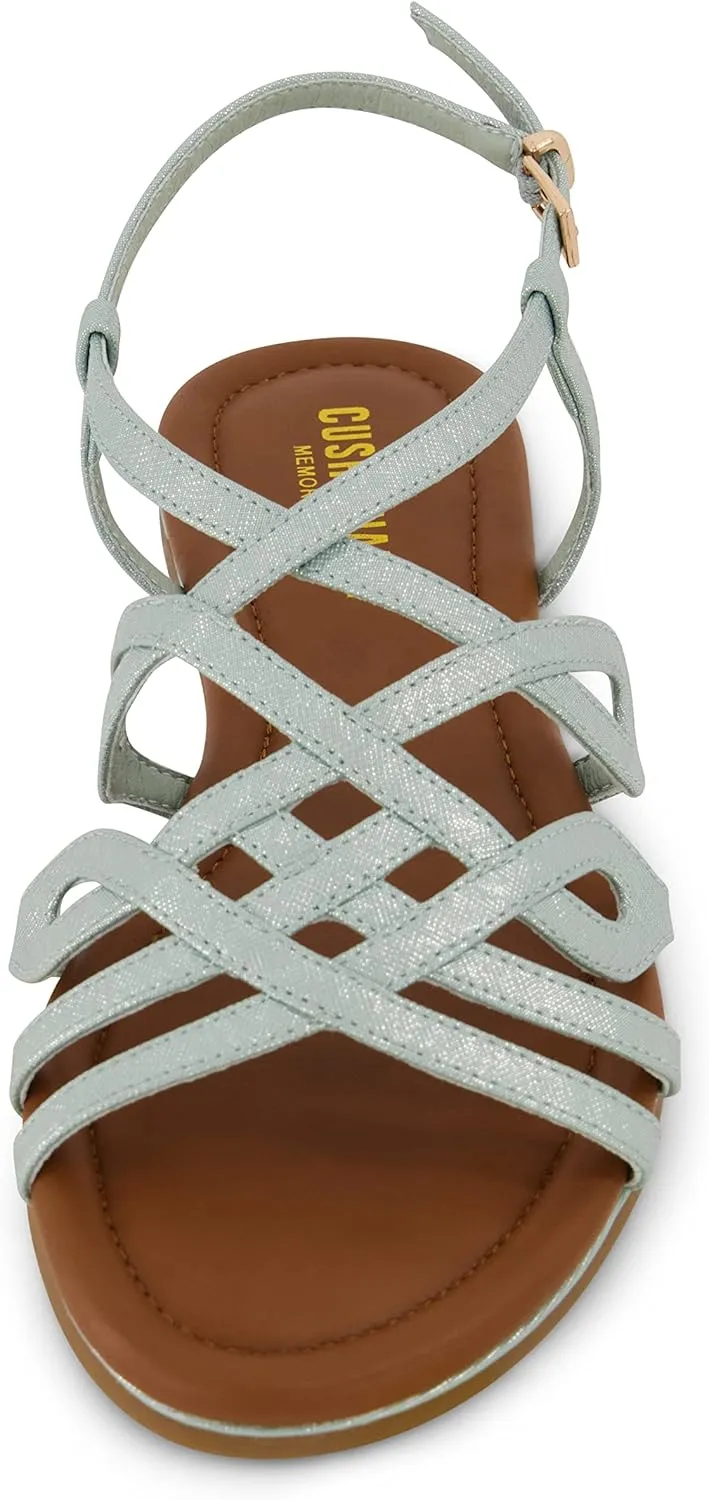 CUSHIONAIRE Women's Joanna flat sandal  Comfort Foam, Wide Widths Available