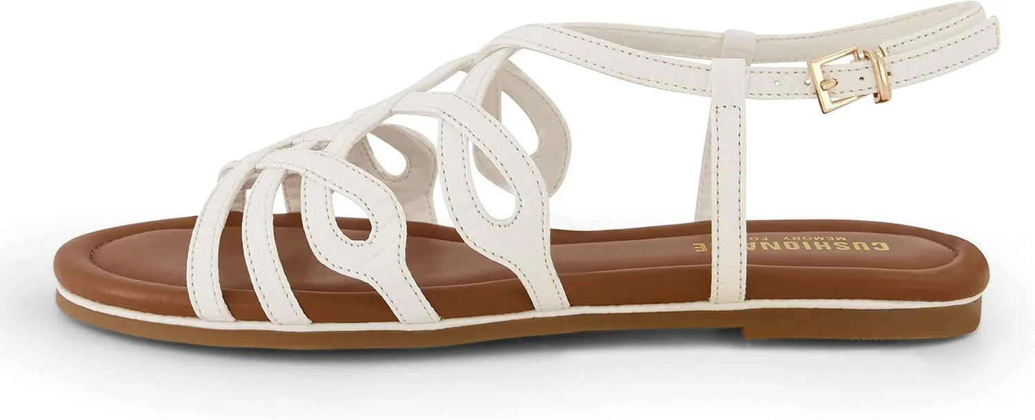 CUSHIONAIRE Women's Joanna flat sandal  Comfort Foam, Wide Widths Available