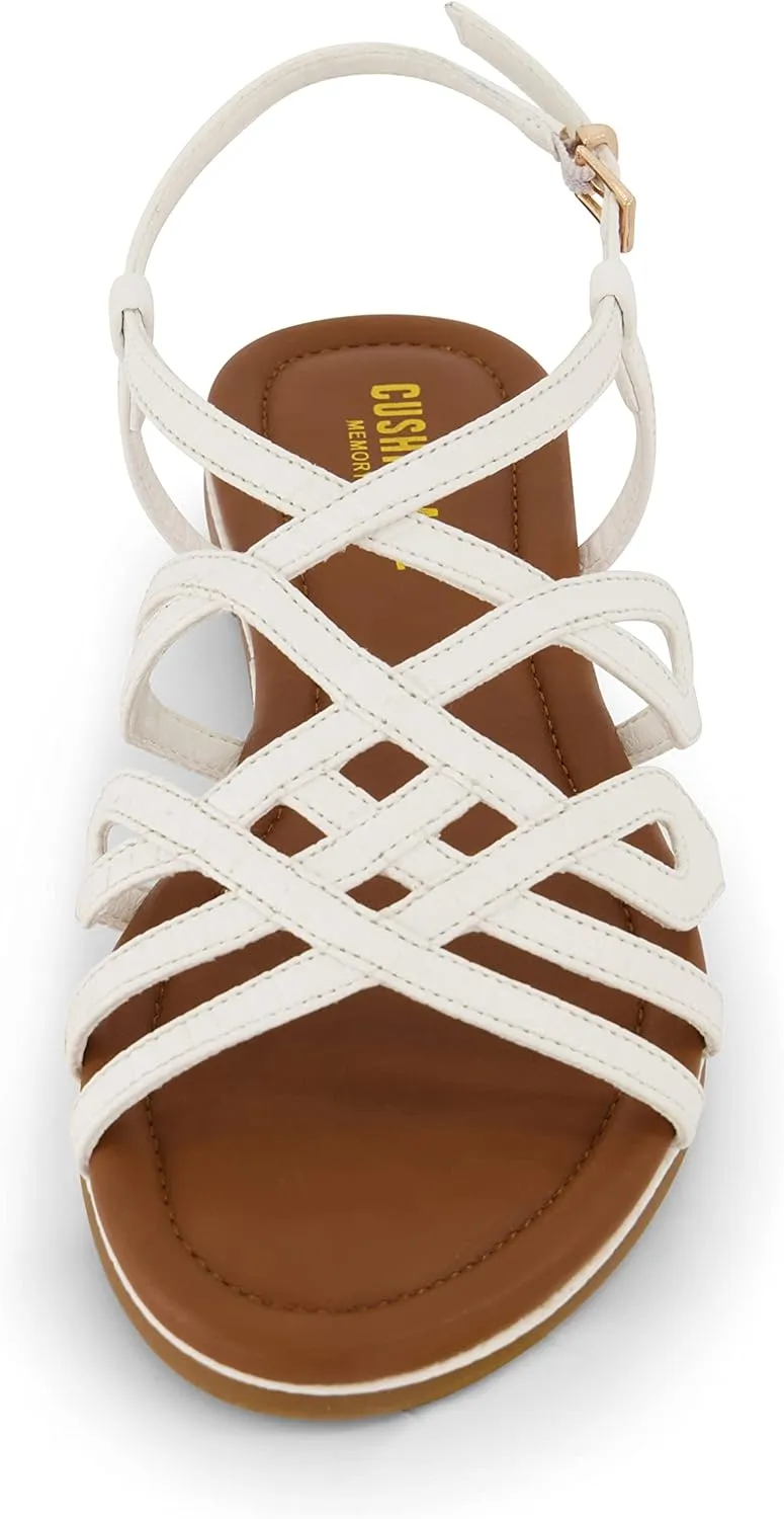 CUSHIONAIRE Women's Joanna flat sandal  Comfort Foam, Wide Widths Available