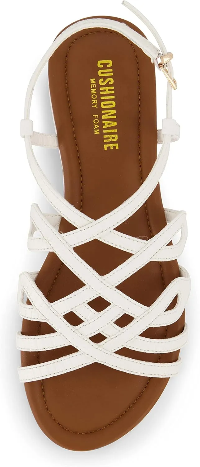 CUSHIONAIRE Women's Joanna flat sandal  Comfort Foam, Wide Widths Available